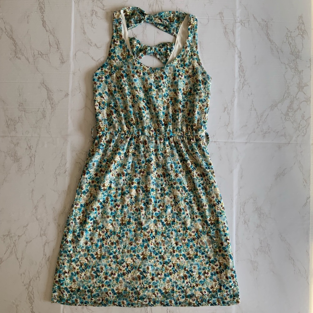 Bright Blue Small Floral Print, Thick Strap Dress - Delia's XS